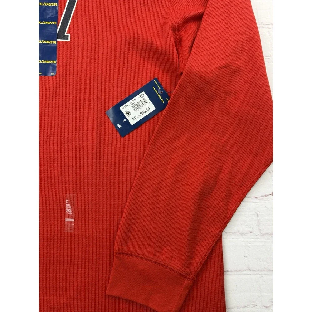 Polo Ralph Lauren Red Sleep Shirt P67 Pony Logo Waffle Knit Crew Mens 2XL NEW